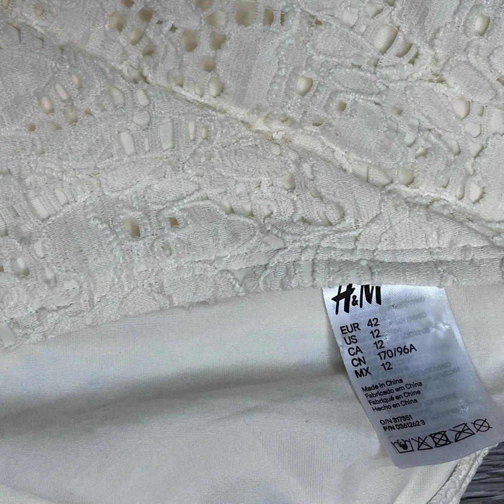 H&M Cream Lace Halter One Piece Swimsuit Size 12